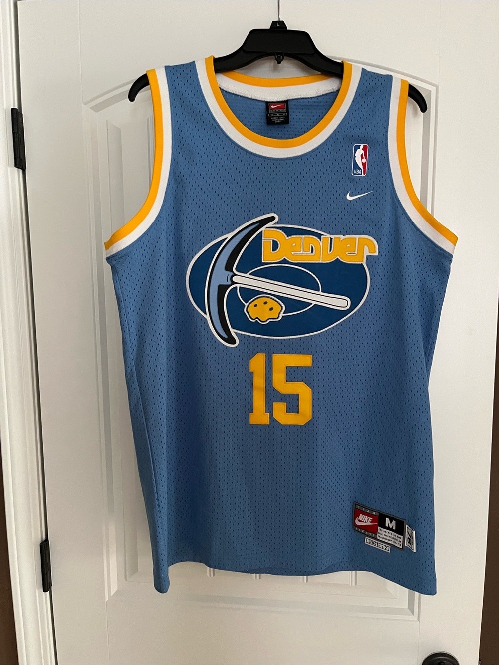 Nike Denver Nuggets #15 Carmelo Light Blue Throwback stitched Basketball Jersey